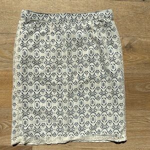 Kenar Sz 2 Cream Lace Straight Skirt blue Lining